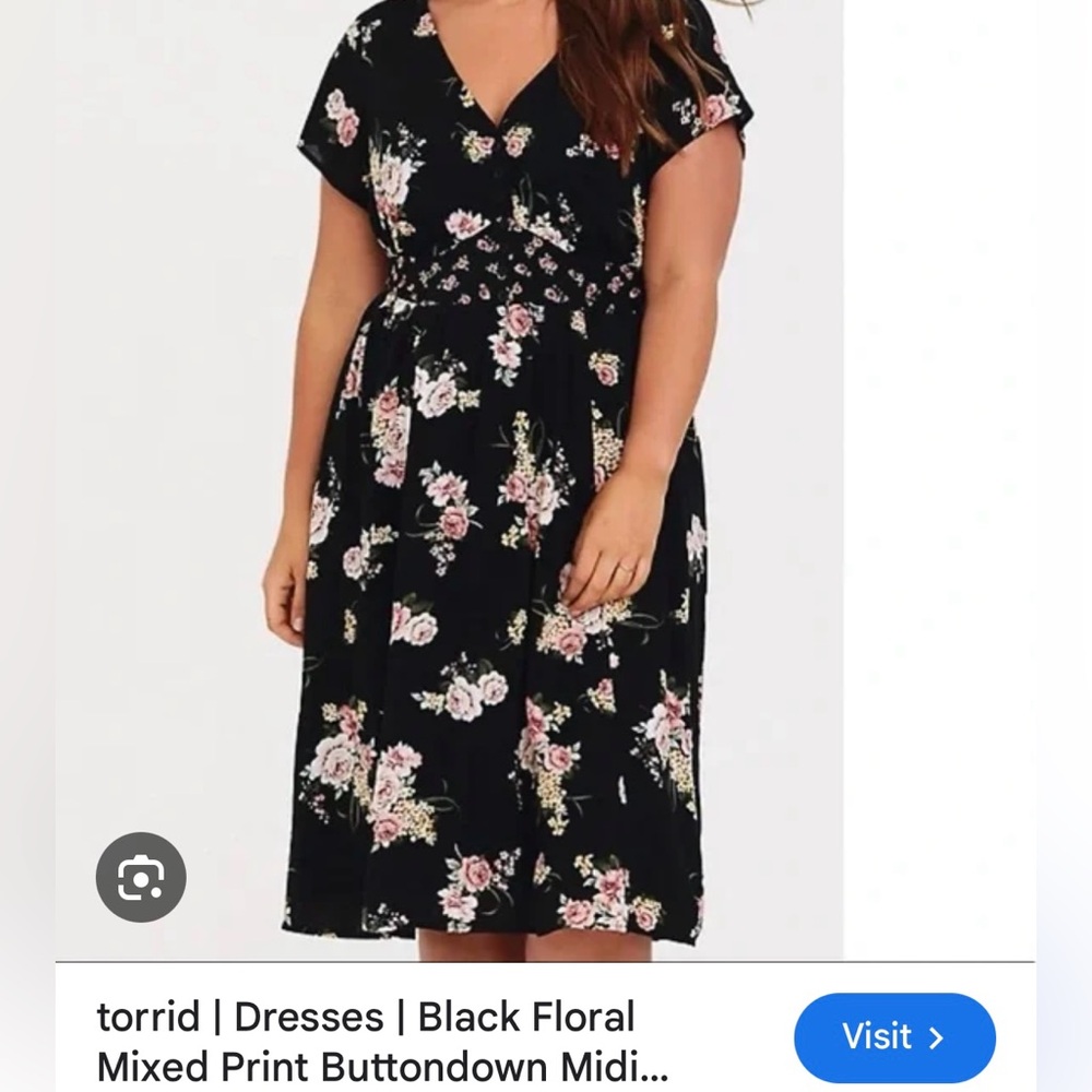 Torrid, black floral, dress, size 3, mid length